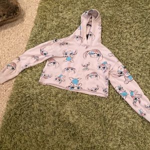 Cropped Disney stitch hoodie light purple/grey!